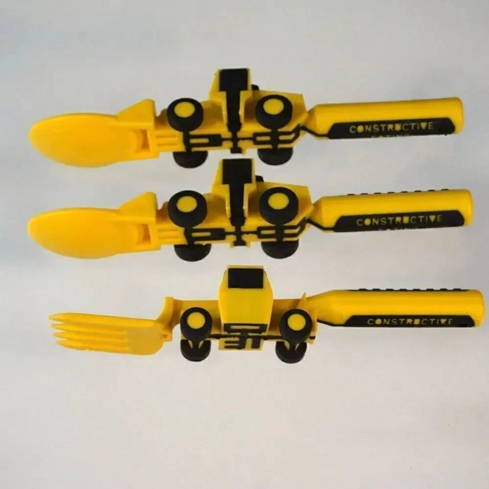 Constructive Eating Made in USA Set of 3 Construction Utensils for Toddlers